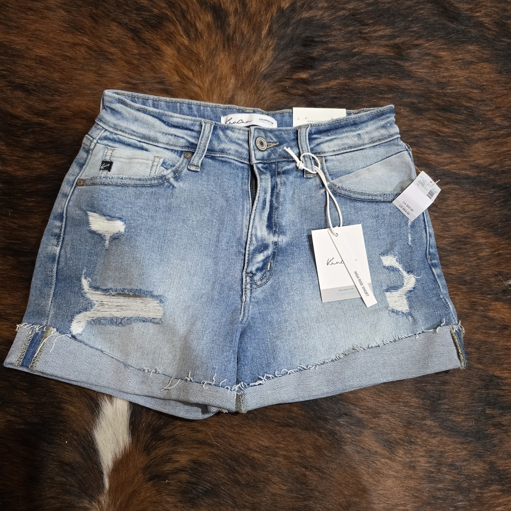 KanKan Distressed Light Blue Jean Shorts